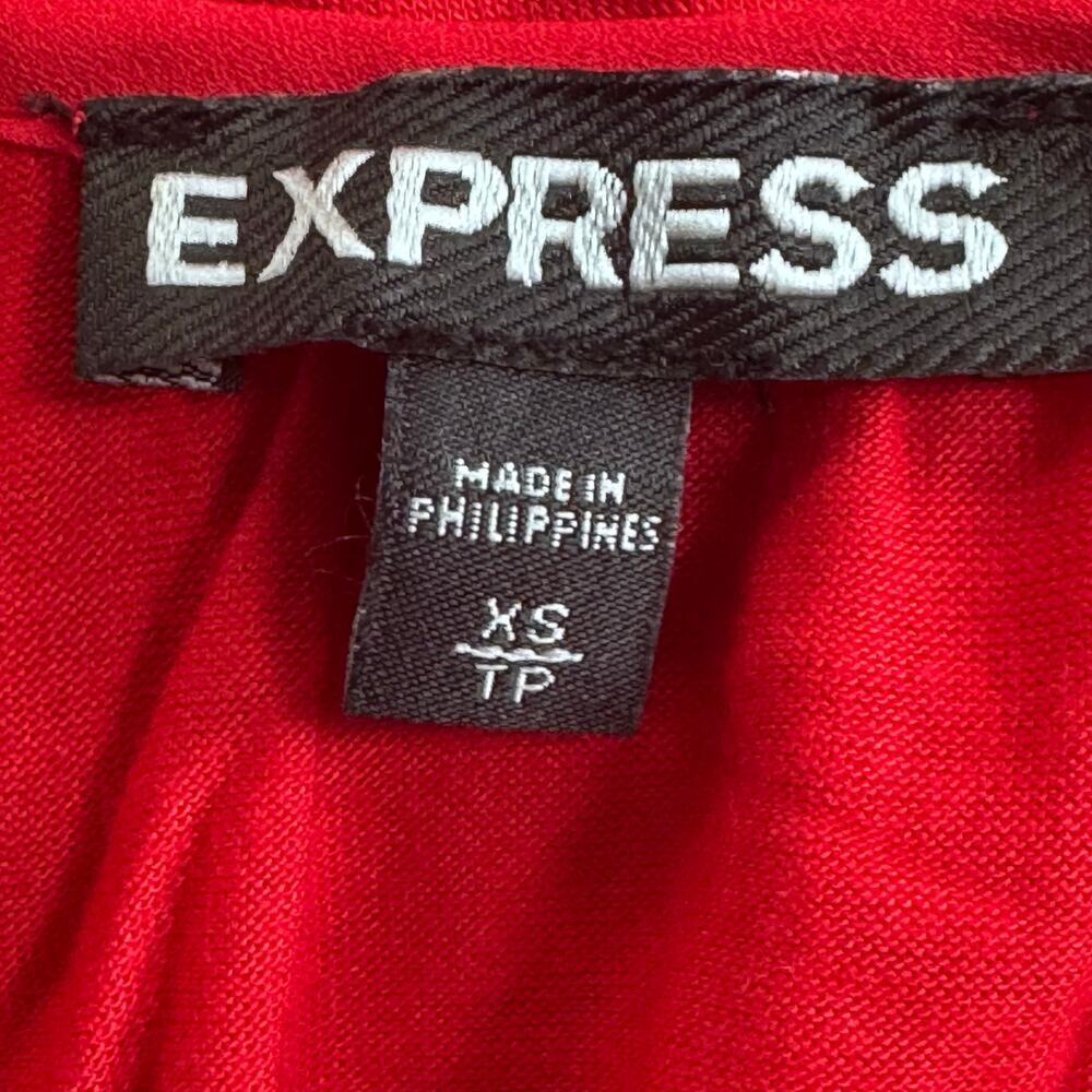 EXPRESS  Red Chiffon‎ Lightweight Sleeveless Zipper Detail Top Blouse Sz XS - Picture 4 of 9